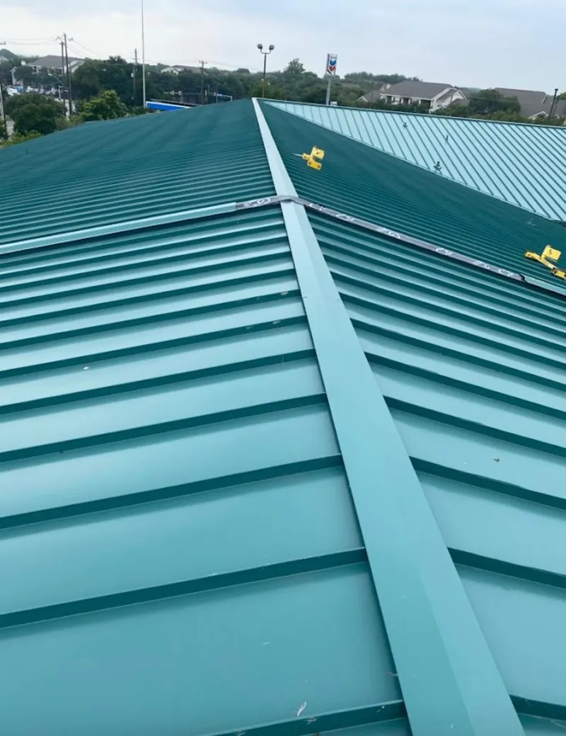 Green commercial metal roof ridge and valley for Metal Roof Repair in Nutley
